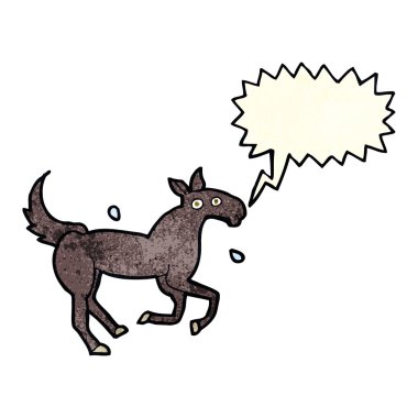 Çizgi film atı konuşma balonuyla terliyor.