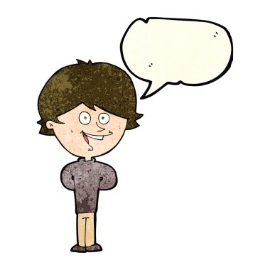 çizgi film mutlu çocuk konuşma balonu ile