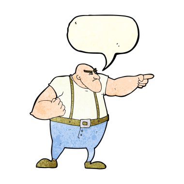 çizgi film kızgın sert adam konuşma balonunu işaret ediyor.