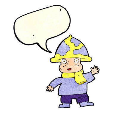 Konuşma balonlu mantar adam.