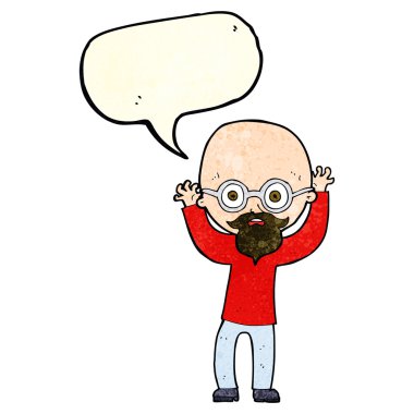 Çizgi film, konuşma balonlu kel adamı strese soktu.