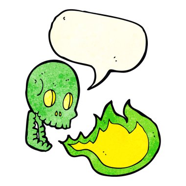 çizgi film ateş nefes kafatası konuşma kabarcığı ile