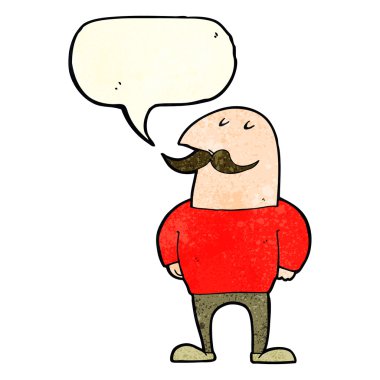 Bıyıklı, konuşan kel bir adam.