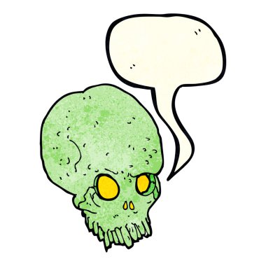 Konuşma baloncuklu garip kafatası