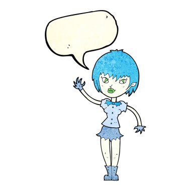 Konuşma baloncuğu olan vampir kız.