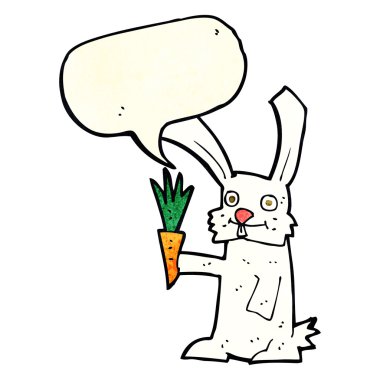 karikatür tavşan havuç ile konuşma balonu ile