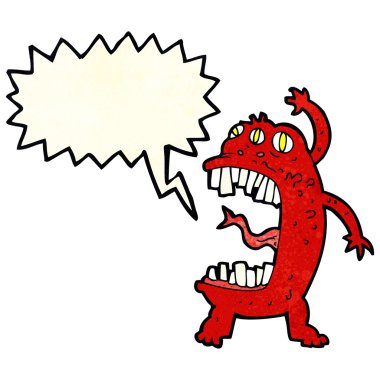 Konuşma balonlu çılgın canavar çizgi filmi.