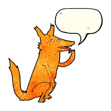 çizgi film fox konuşma balonu ile pençe yalama