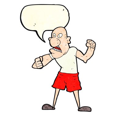 Konuşma baloncuğu olan vahşi bir adam.