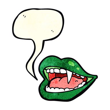 Konuşma baloncuklu çizgi vampir ağzı.