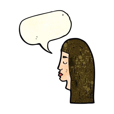 Konuşma balonlu çizgi film kadın yüzü profili