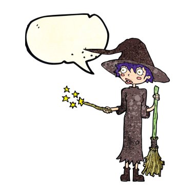 Konuşma baloncuğu ile çizgi cadı döküm büyü