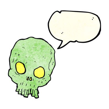 Konuşma baloncuklu garip kafatası