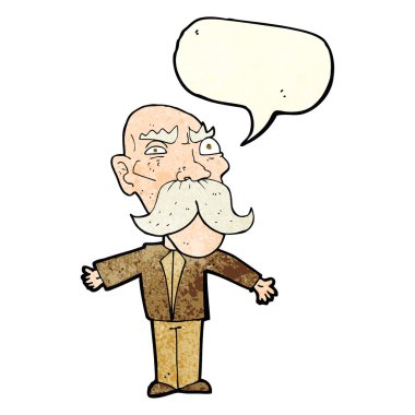 karikatür kızgın yaşlı adam konuşma baloncuğu ile