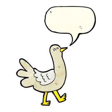 Konuşma baloncuklu yürüyen kuş.