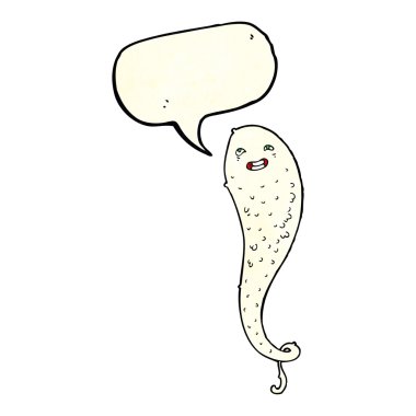 Konuşma baloncuklu hayaletli karikatür.