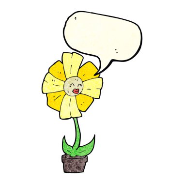 Konuşma baloncuklu karikatür çiçeği