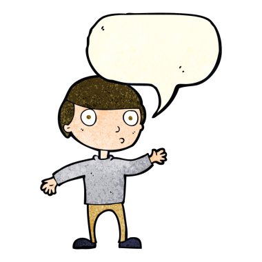 Konuşma balonlu bir çizgi film adamı.