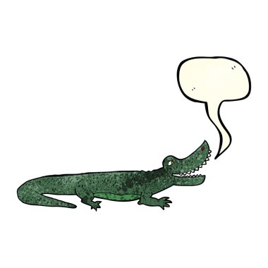 çizgi film mutlu timsah konuşma balonu ile