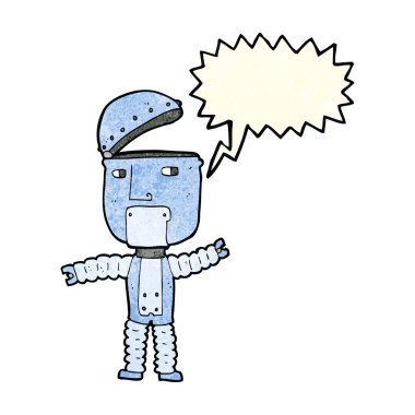 Konuşma baloncuklu çizgi film robotu