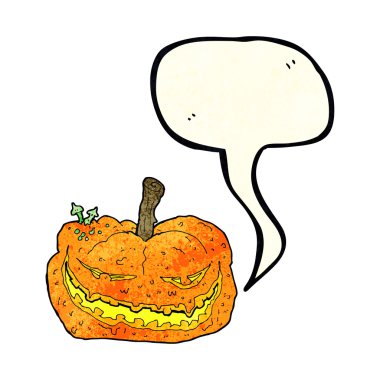 Konuşma baloncuklu Cadılar Bayramı balkabağı çizgi filmi