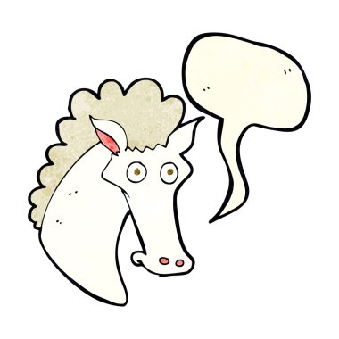 Konuşma balonlu bir at kafası.