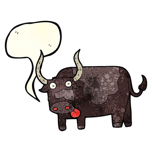 Toro de dibujos animados con burbuja de habla — Vector de stock