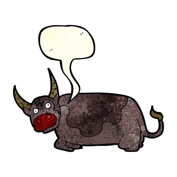 Γελοιογραφία ταύρος με φούσκα ομιλία — Διανυσματικό Αρχείο