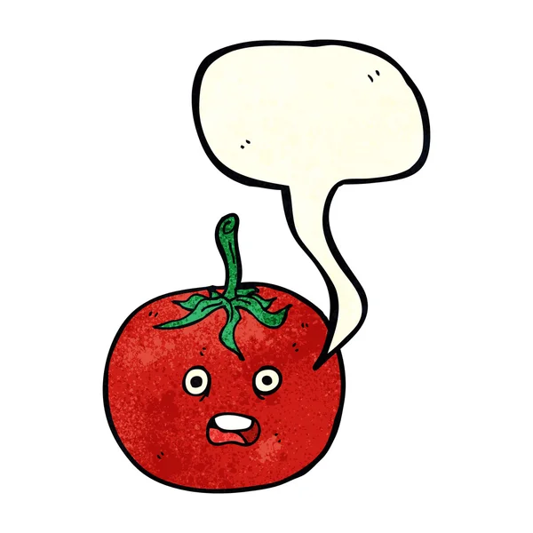 Tomate dessin animé avec bulle de parole — Image vectorielle