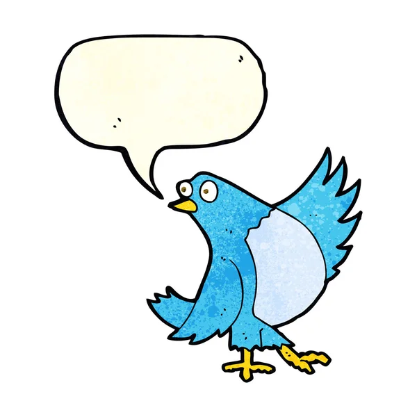 Cartoon tanzender Bluebird mit Sprechblase — Stockvektor