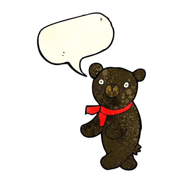 Cute cartoon zwarte teddybeer met tekstballon — Stockvector