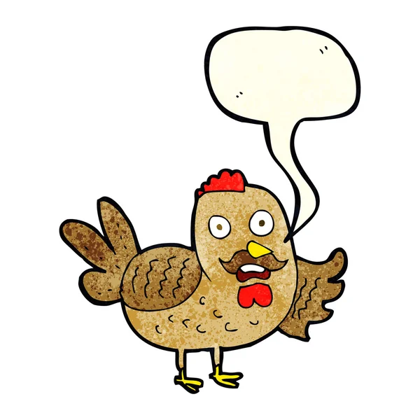 Cartoon old rooster with speech bubble — Stock Vector