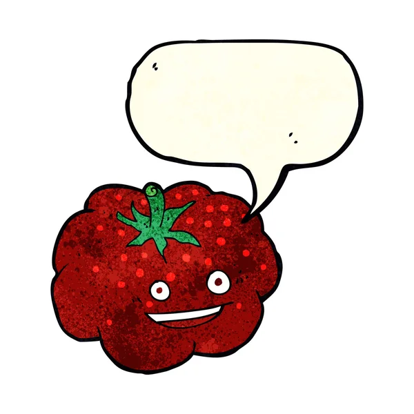 Karikatür mutlu domates ile konuşma balonu — Stok Vektör