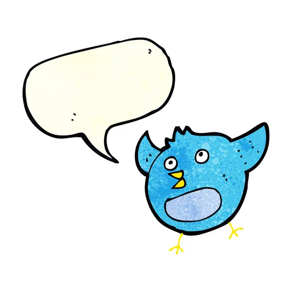 Karikatur glücklicher Vogel mit Sprechblase — Stockvektor