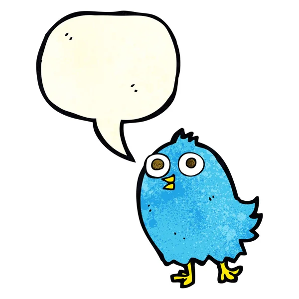 Desenho animado pássaro feliz com bolha de fala —  Vetores de Stock