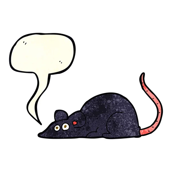 Dessin animé rat noir avec bulle de parole — Image vectorielle