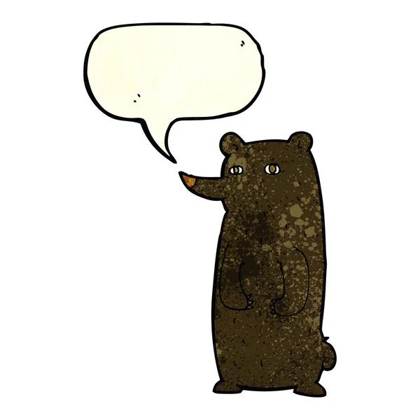 Funny cartoon black bear with speech bubble — Stock Vector