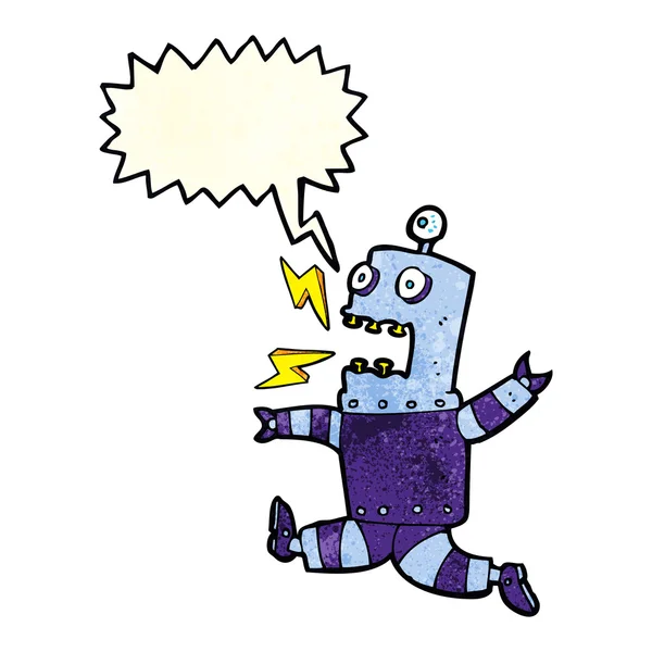 Robot de dibujos animados aterrorizado con burbuja del habla — Vector de stock