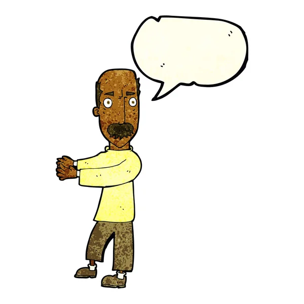 Cartoon balding man explaining with speech bubble — Stock Vector