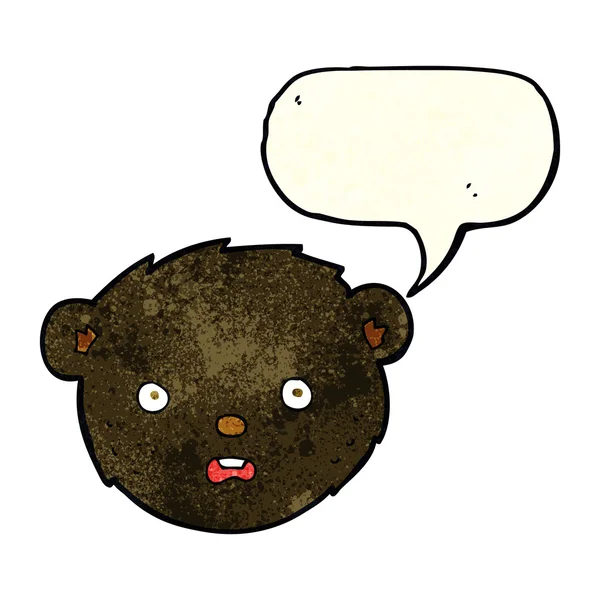 Cartoon black bear face with speech bubble — Stock Vector