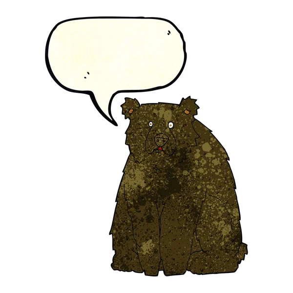 연설 거품과 더불어 재미 있는 블랙 곰 만화 — 스톡 벡터