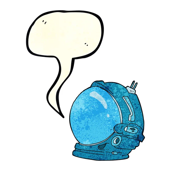 Casque astronaute dessin animé avec bulle de parole — Image vectorielle