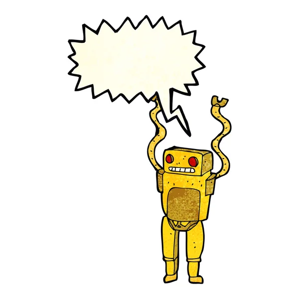 Robot divertente del fumetto con la bolla di discorso — Vettoriale Stock