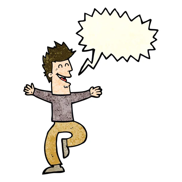 Dessin animé riant homme avec bulle de parole — Image vectorielle