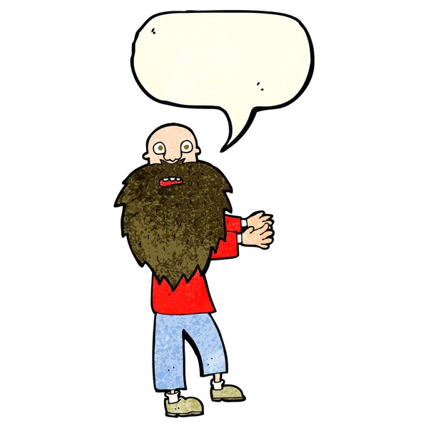 Dessin animé barbu vieil homme avec bulle de parole — Image vectorielle