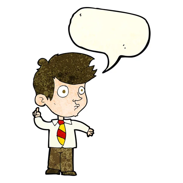 Cartoon boy asking question with speech bubble — Stock Vector