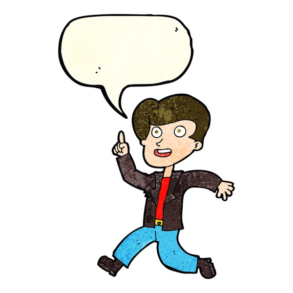 Homem dos desenhos animados com grande ideia com bolha de fala — Vetor de Stock
