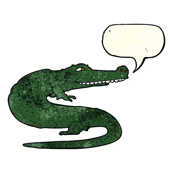 Crocodile de dessin animé avec bulle de parole — Image vectorielle