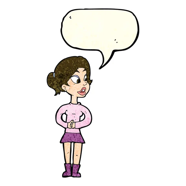 Cartoon girl talking with speech bubble — Stock Vector