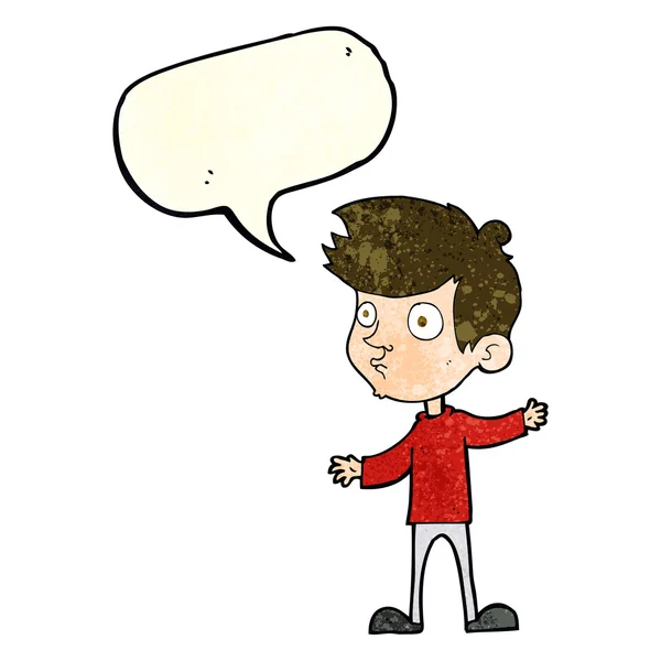 Konuşma balonu ile karikatür meraklı çocuk — Stok Vektör